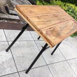 Table d'appoint en bois et metal style industriel années 60-70