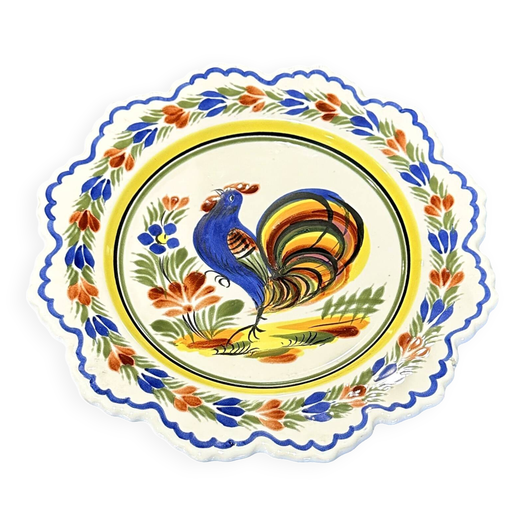 Assiette Faïence Bretonne Henriot Quimper – Décor Coq Multicolore