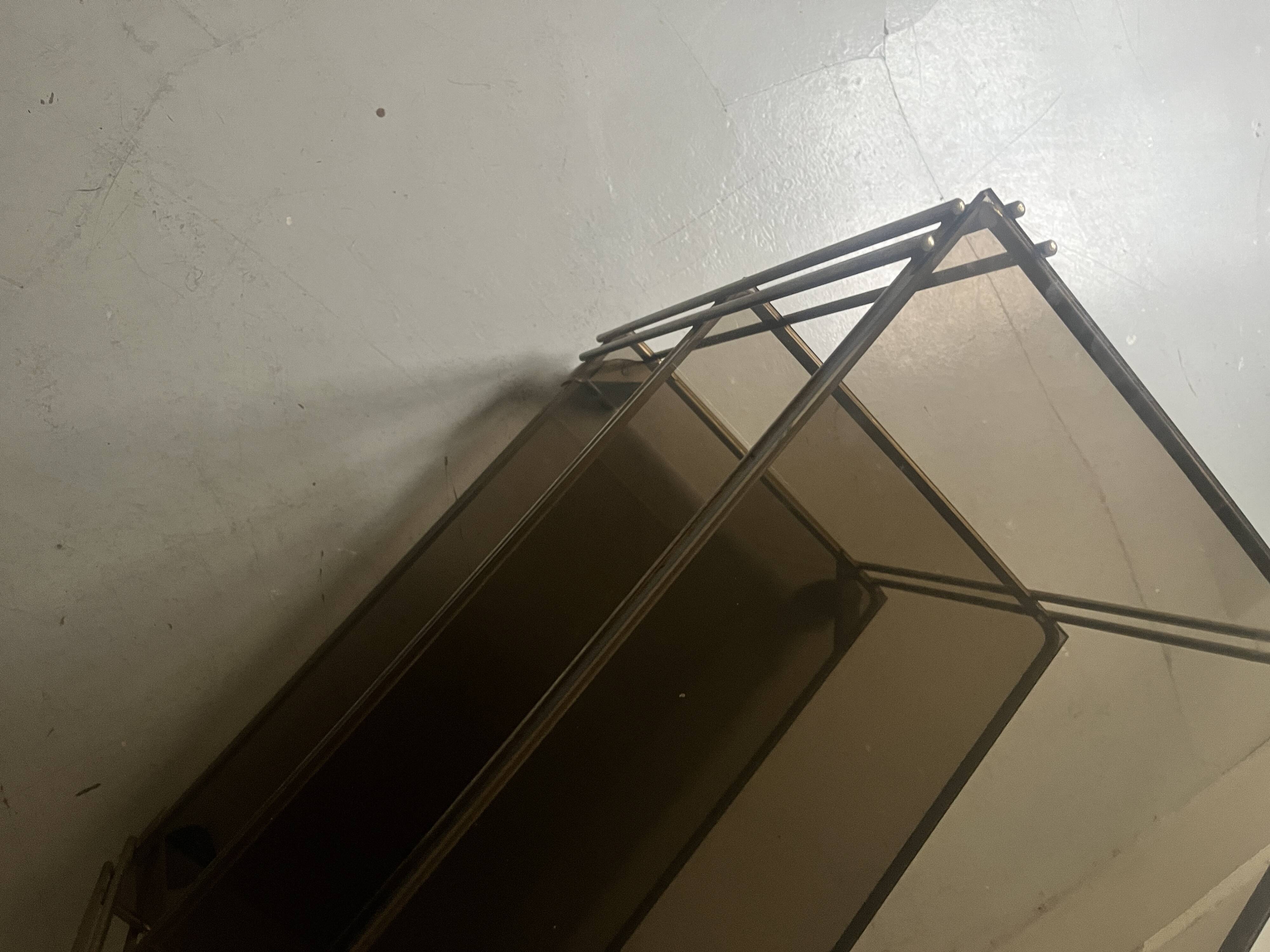 Smoked glass and brass hi-fi/TV stand, circa 1970