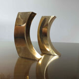 Pair of candle holders in golden brass, 70s