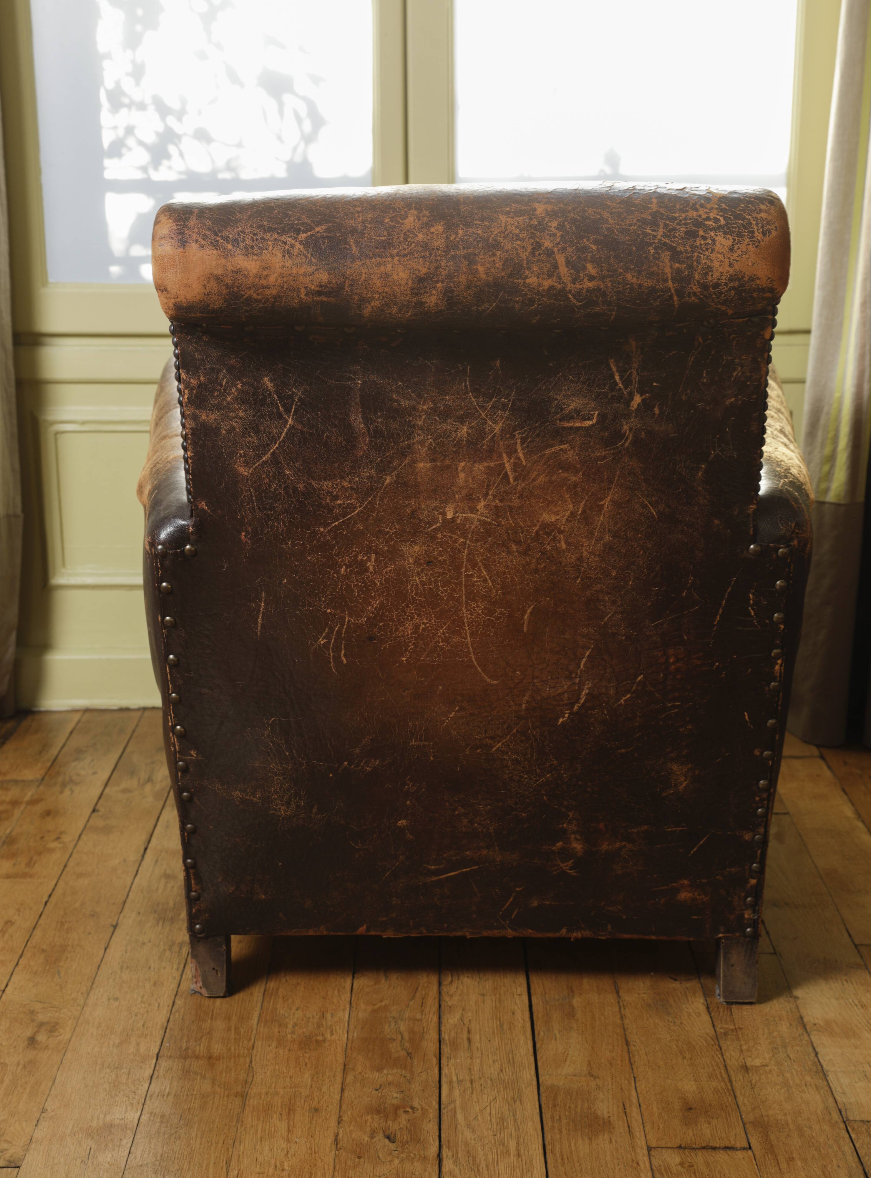 Old vintage leather club chair