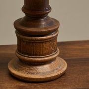 Mid-Century Accent Table Lamp in Solid Oak and Patinated Brass