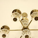 Lustre en laiton avec des ampoules en verre