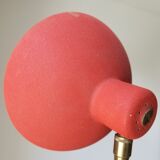 Vintage laying lamp in brass and grainy red aluminum - 50s