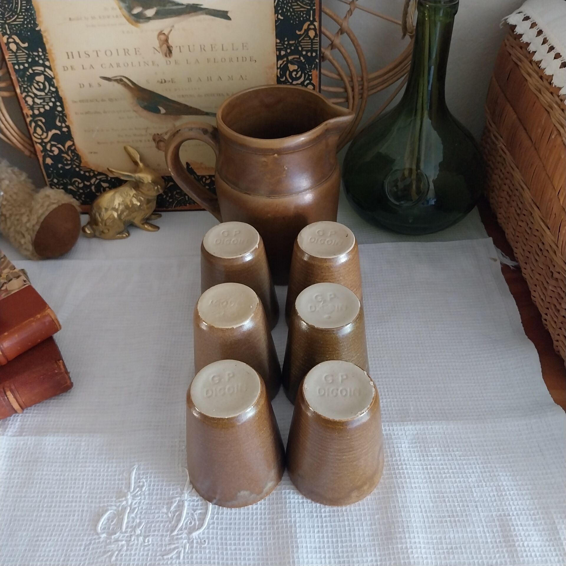 Pichet et verres en grès vintage Digoin