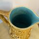 Old large Sarreguemines Majolica earthenware pitcher, vintage slip