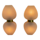 Pair of vintage wall lights from the 60s-70s in striped opaline glass and gilded brass.