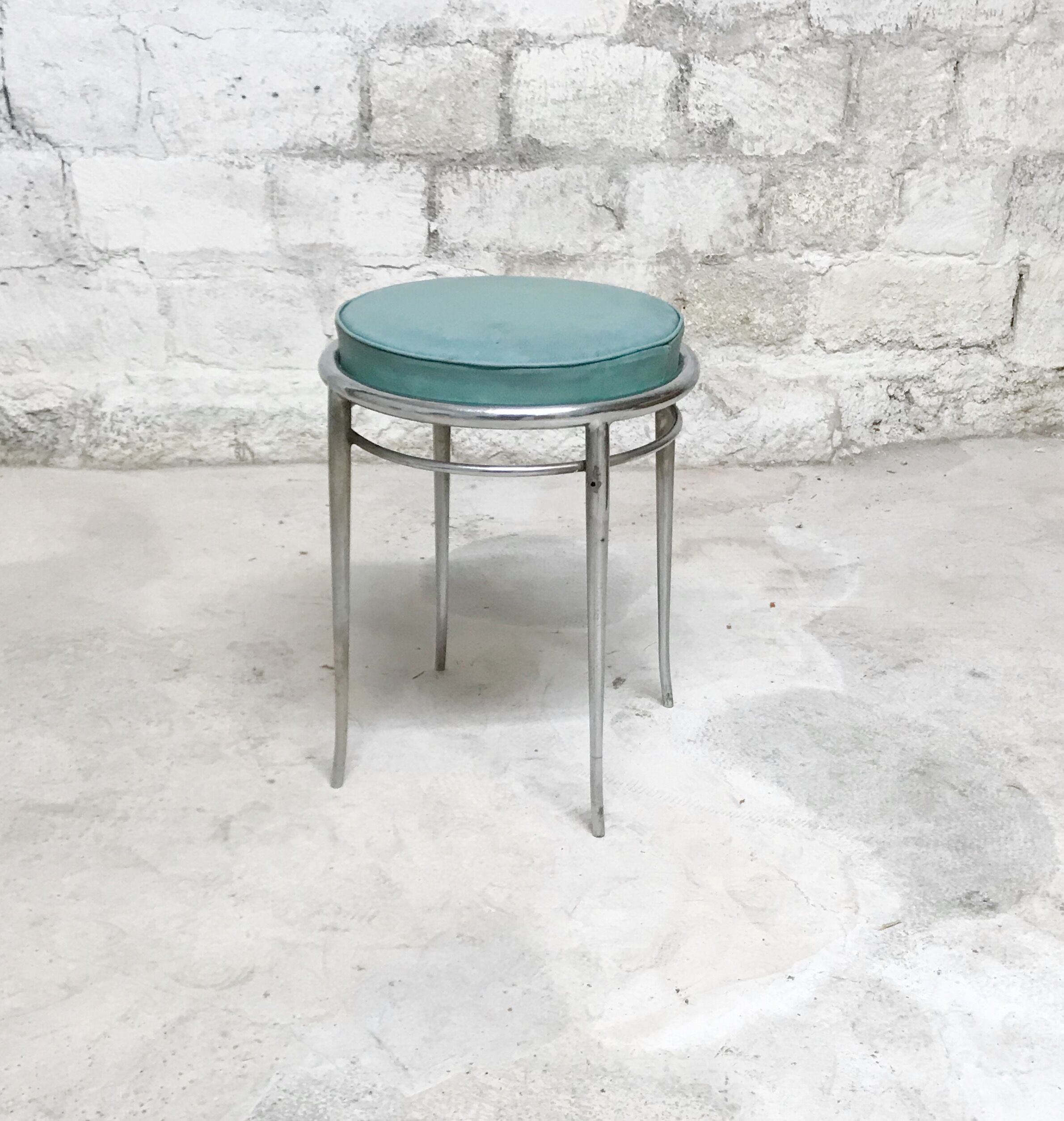Bauhaus turquoise metal stool