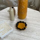 Yellow and black leaf dish