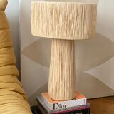 Minimalist raffia bedside table lamp