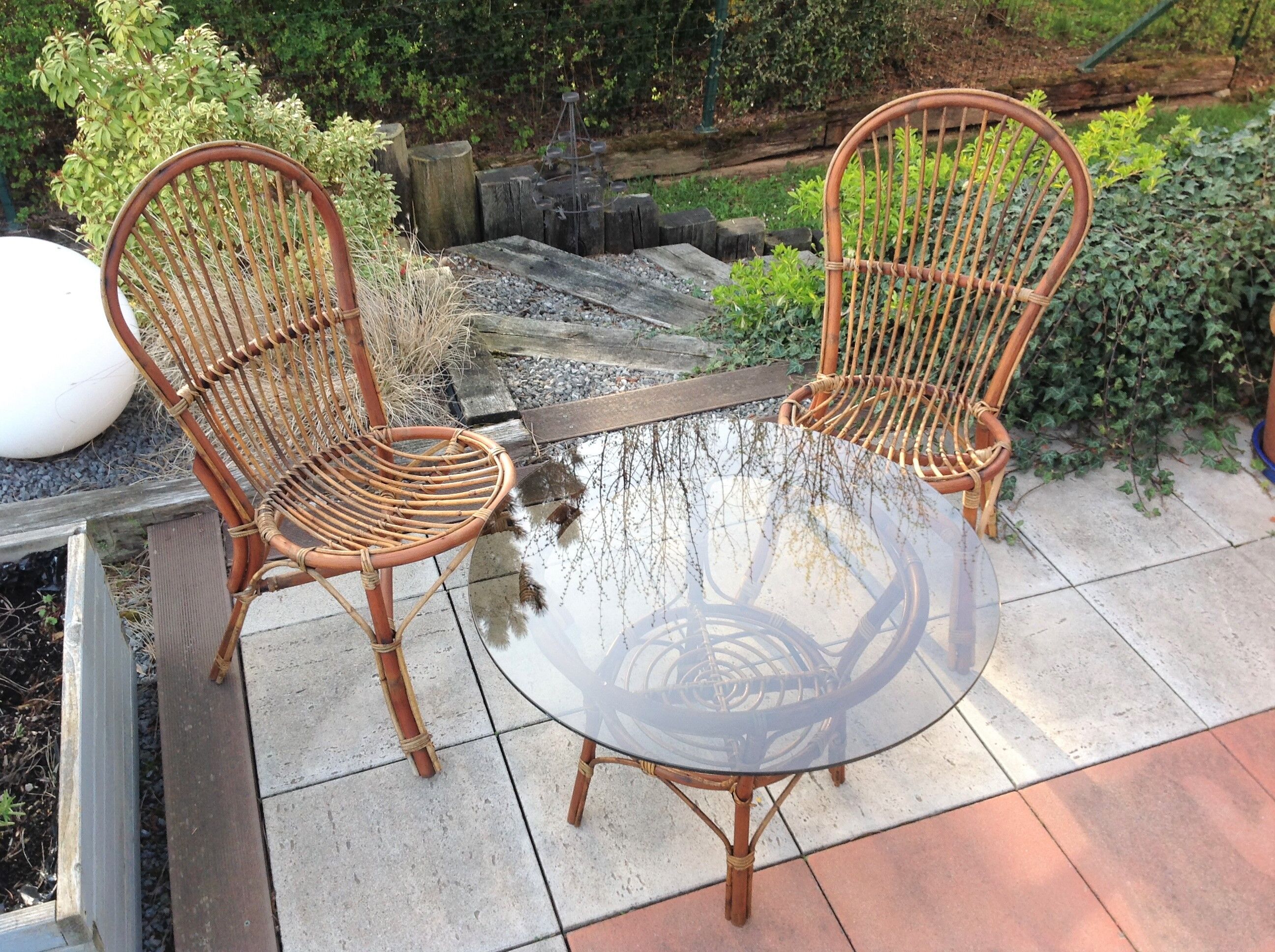Rattan garden furniture / vintage 60s-70s