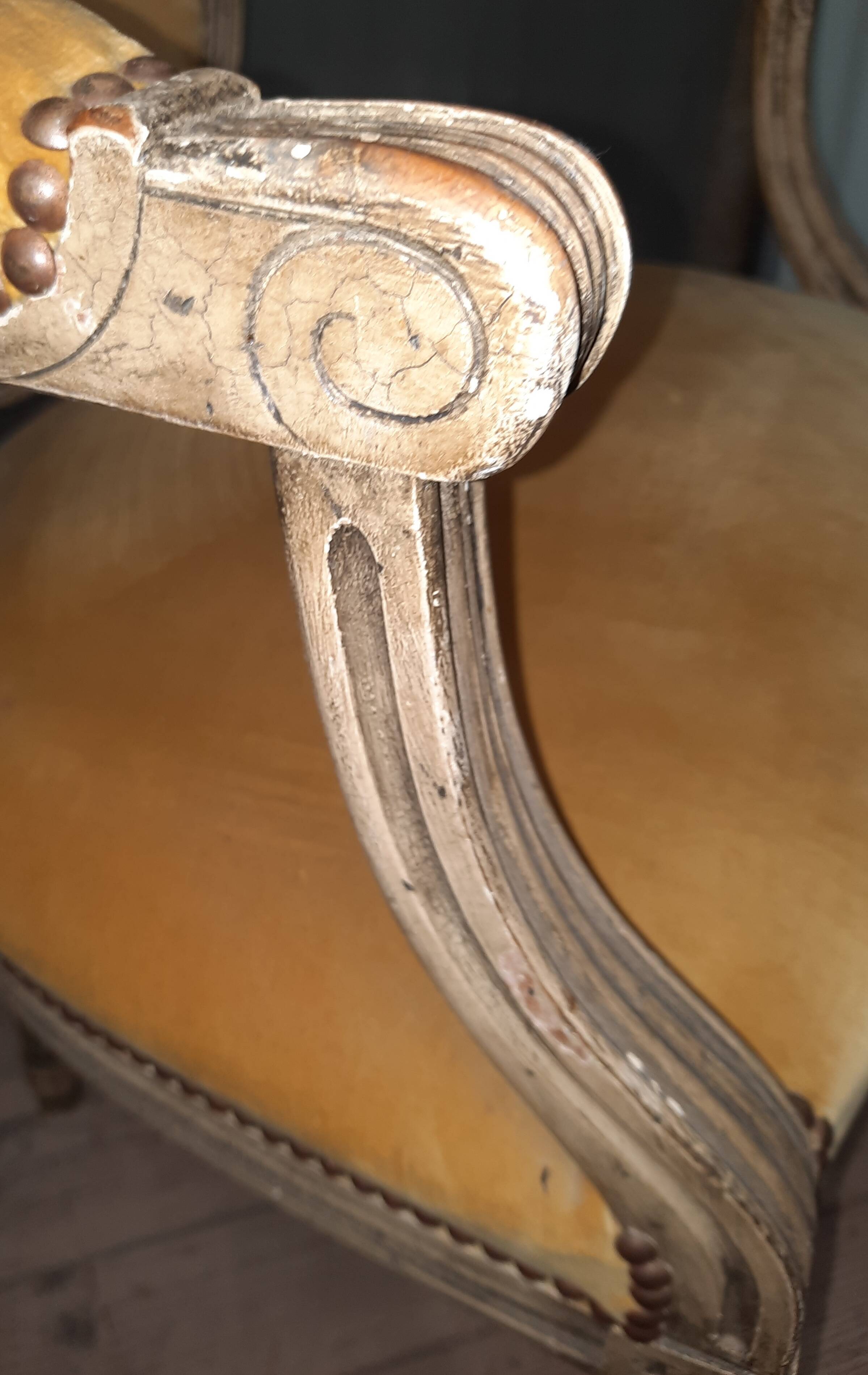Pair of Louis XVI style medallion armchairs
