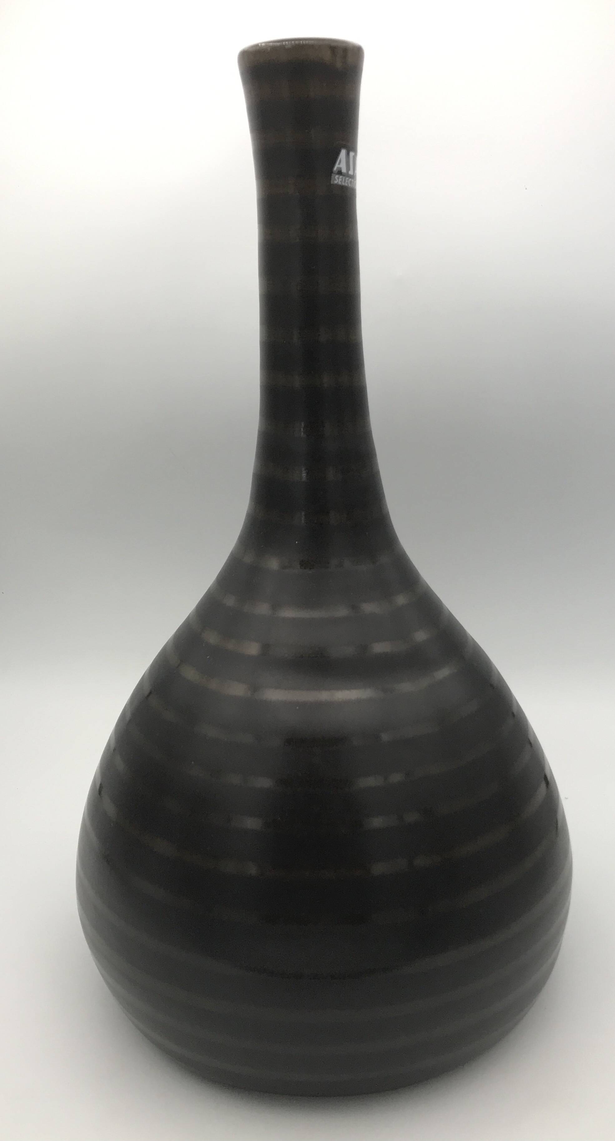 Vase in glazed ceramic with brown and brown striped design by asa sélection