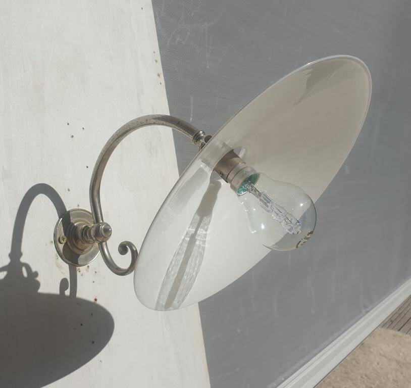 Wall lamp in opaline chrome scrolls Art Deco