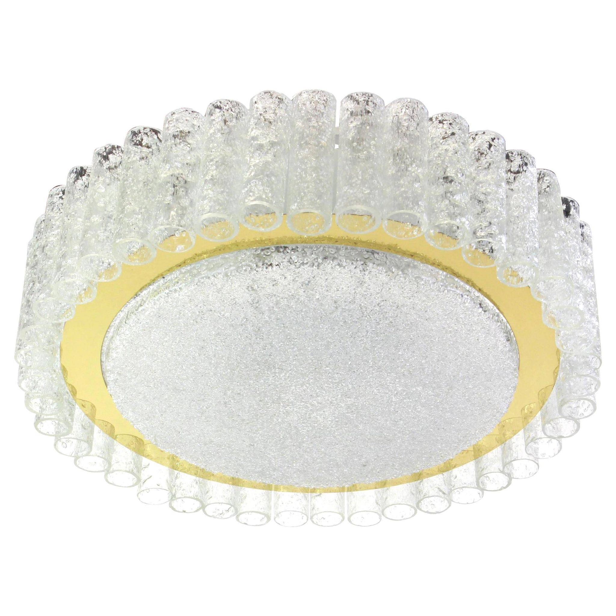 1 of 2 Stunning Murano Glass Tubes Ceiling Light by Doria, Germany, 1960s