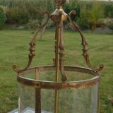 Antique glass and brass lantern pendant light, 3 lights