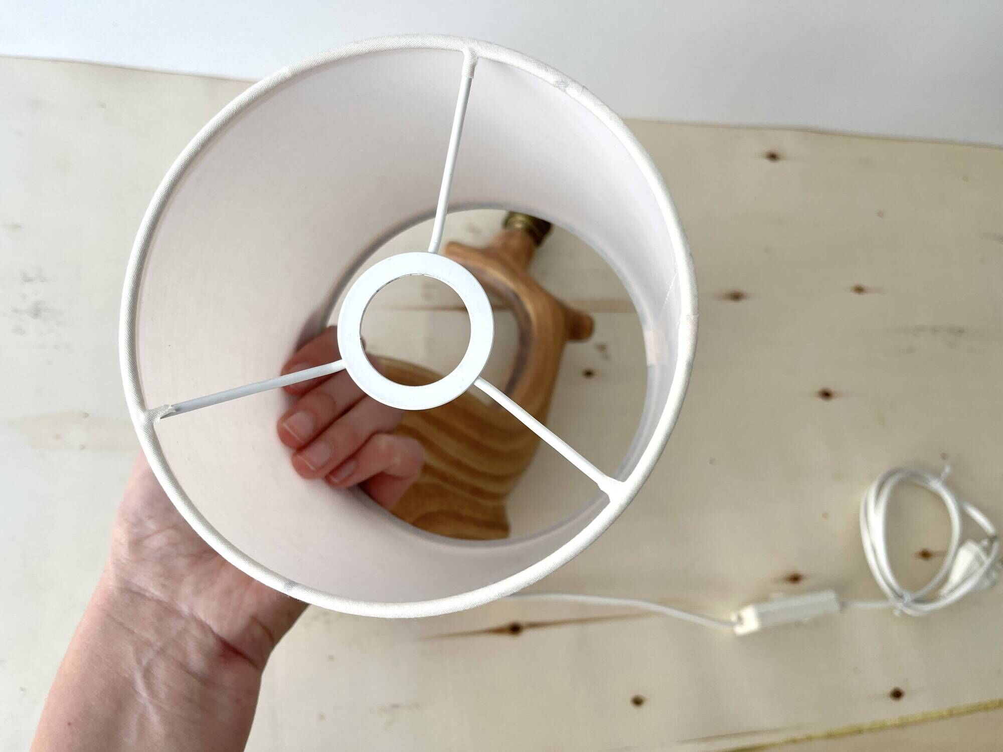 Vallauris lamp by Grandjean Jourdan 1950, vintage faux bois ceramic