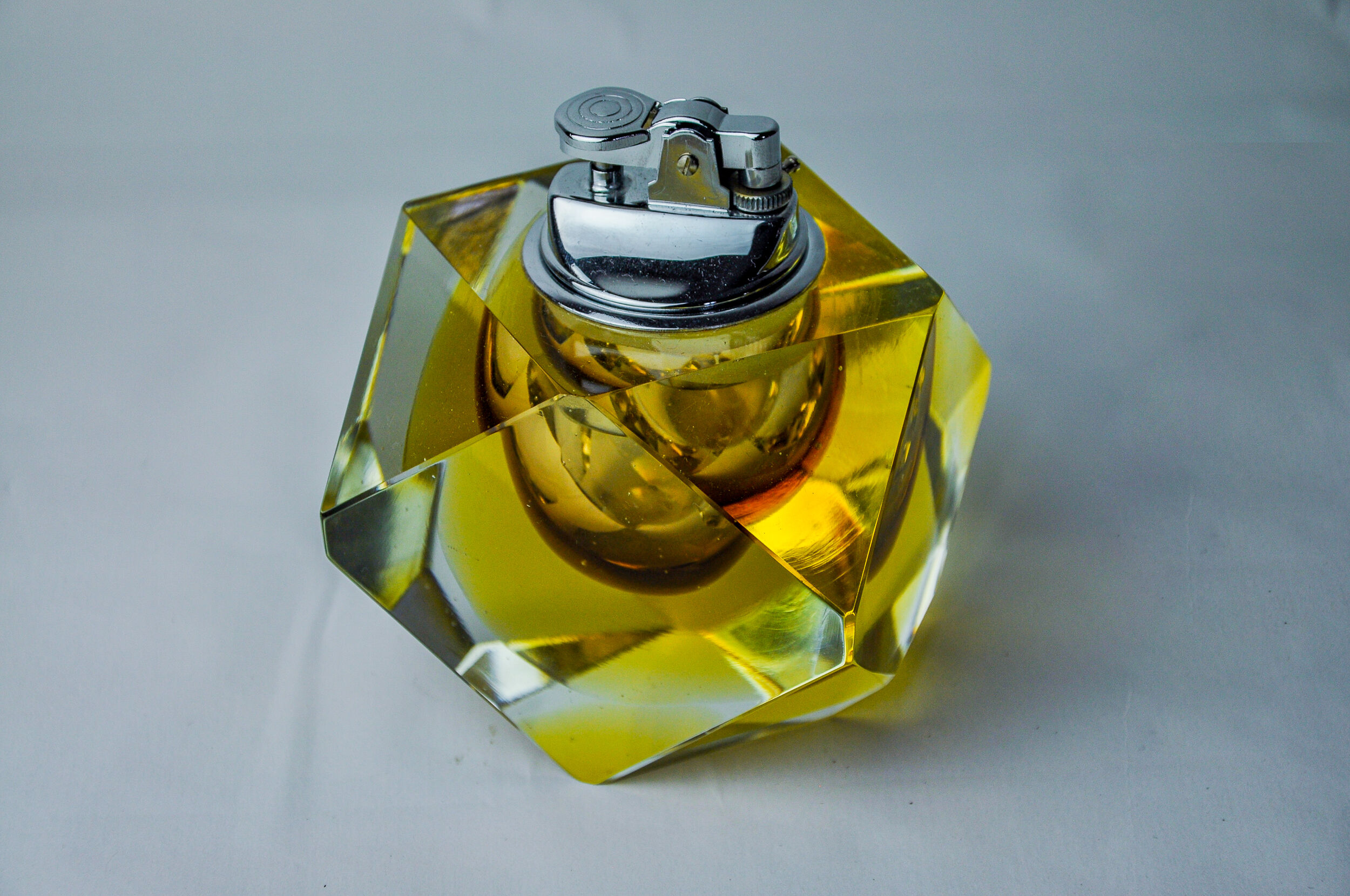 Yellow Sommerso lighter by Seguso, faceted glass from Murano, Italy, 970