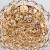Chandelier in gilded brass and crystal glass inlaid by Palwa, Germany, 1970s.