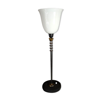 Table lamp Art Deco metal and opaline style 71 cm, circa 1950 SB