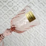 6 vintage Luminarc pink glass liqueur glasses