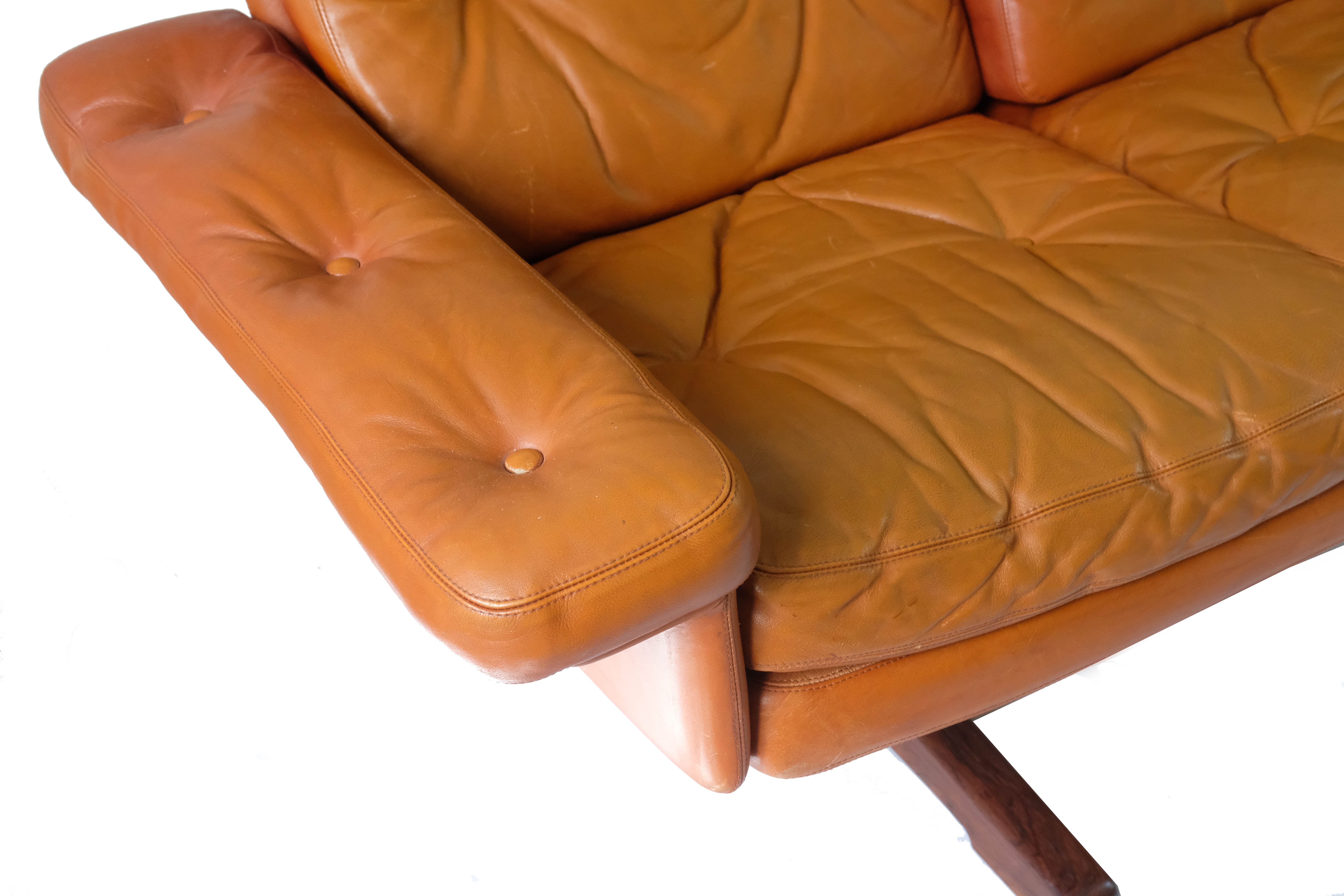 Set of Leather Sofa & 3 Armchairs by Sven Ivar Dysthe, Norway 1960's