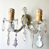 Pair of Marie Thérèse double wall lights in Bohemian crystal