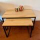 Trundle coffee table in solid oak and metal