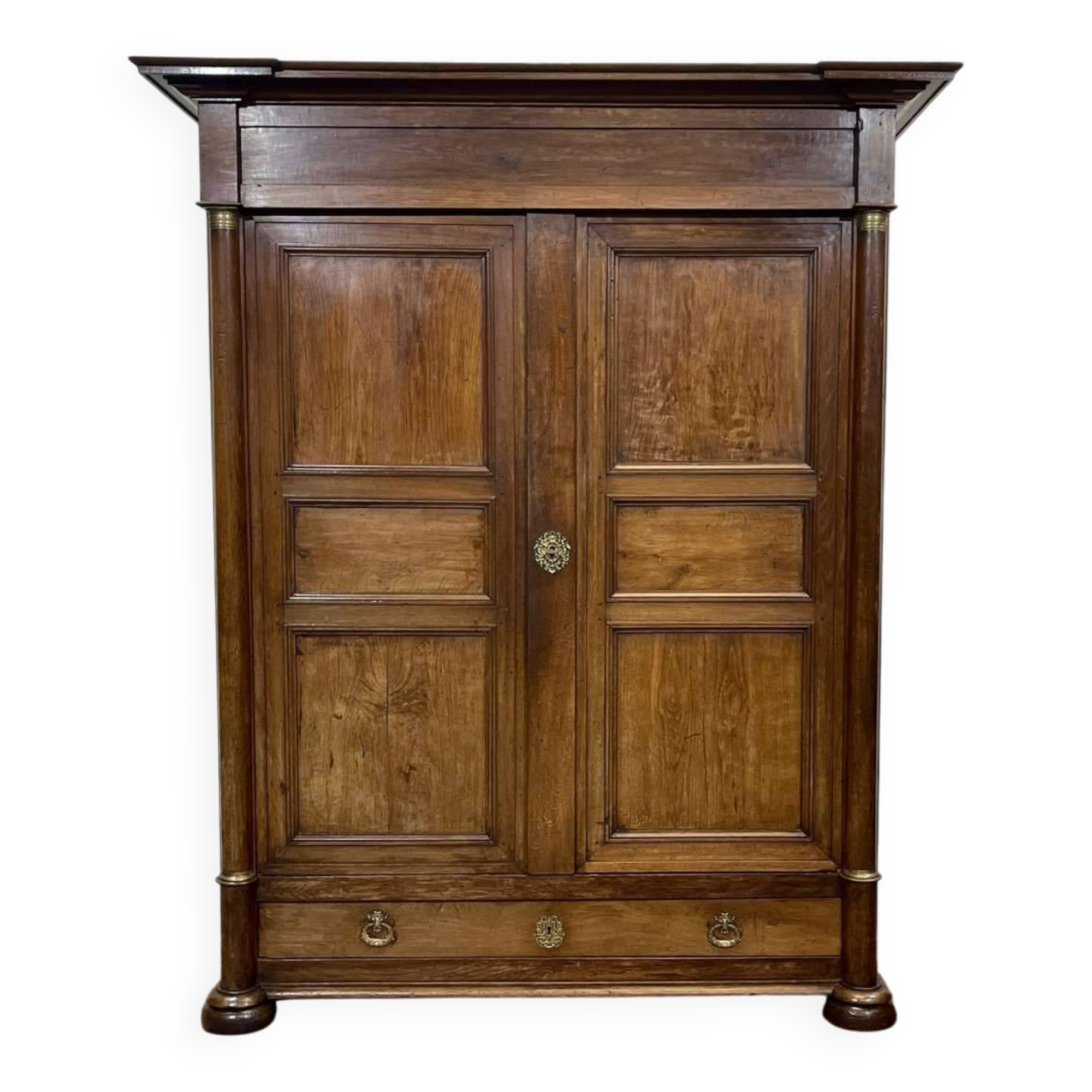 Early 19th century Empire style oak wardrobe