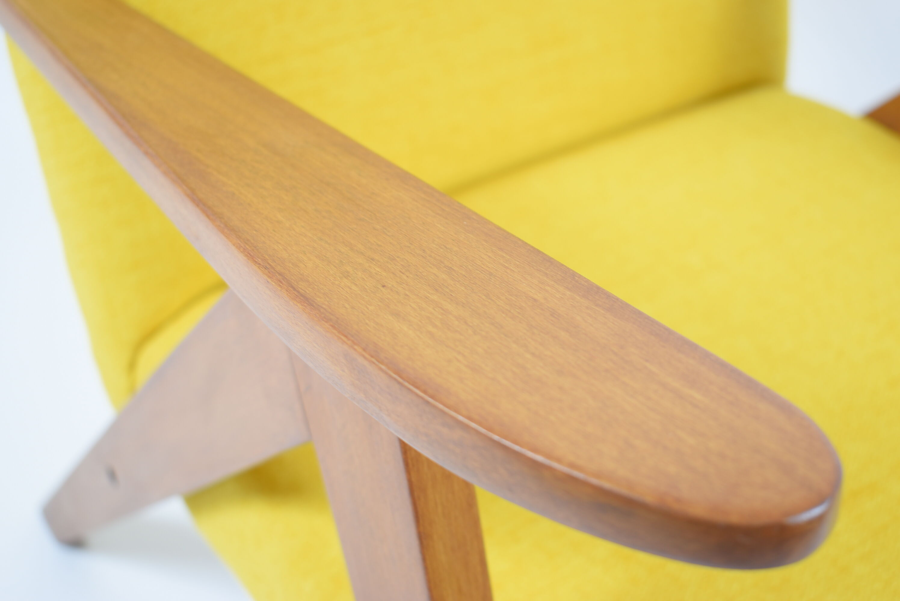 Scandinavian armchair, 60s, fully restored, yellow fabric