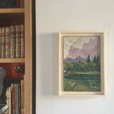 The fisherman in a boat. Oil on canvas by Charles QUEILLÉ.