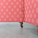 Antique Paravan with Fabric, Czechoslovakia