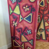 Screen decorated with wool threads, "Huichol" art, Sofia Ribeira, 120 cm
