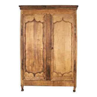 Rustic French Hand Carved Fruitwood Armoire