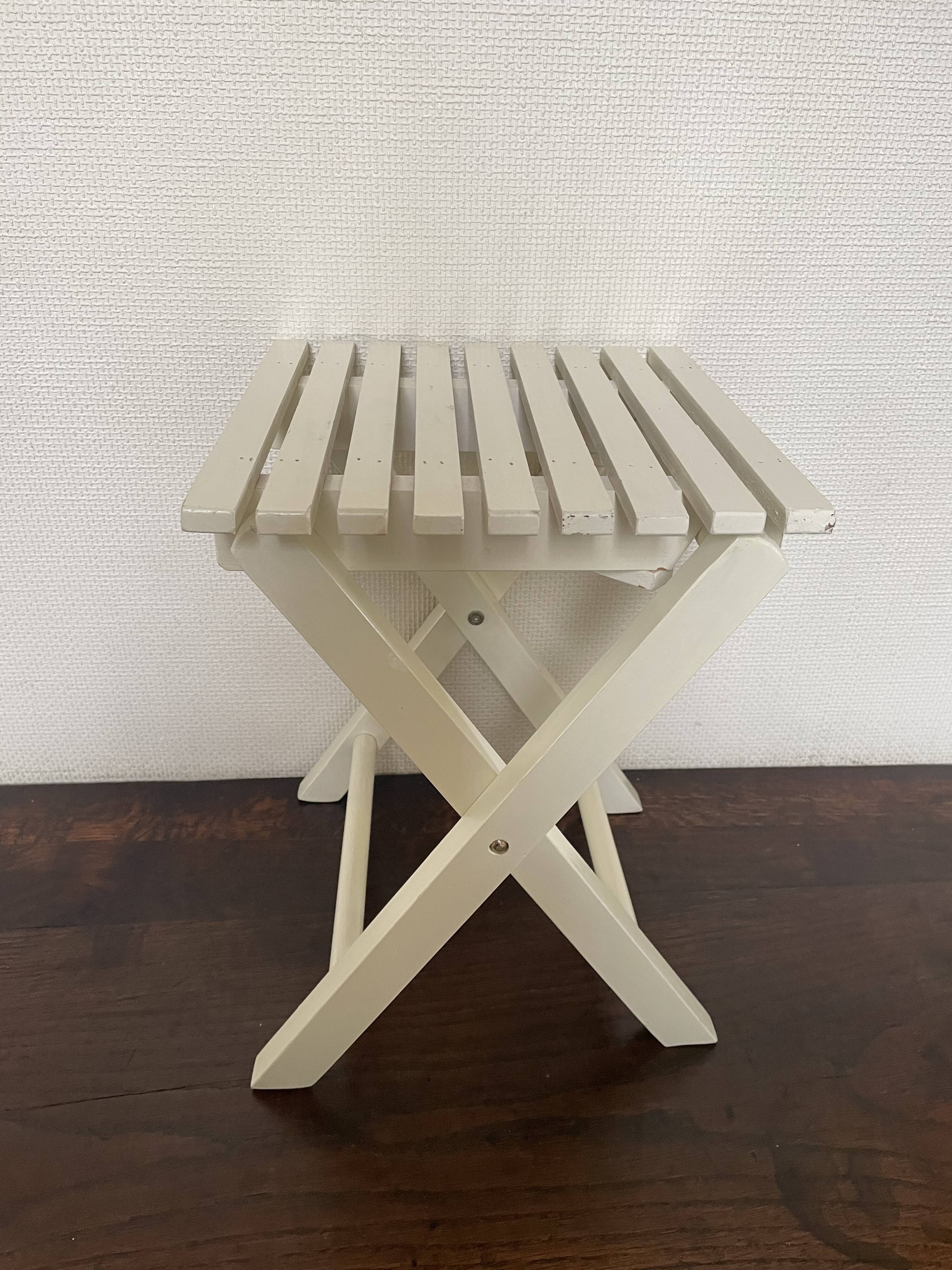 Tabouret de pêche à lattes vintage