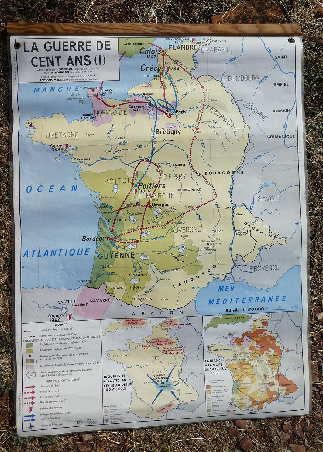 Old vintage MDI "Hundred years war" school card