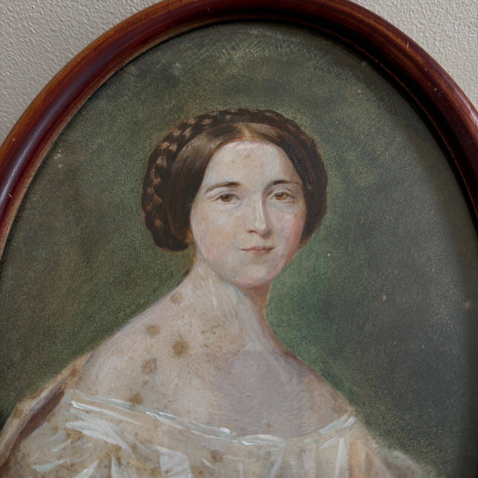 Watercolor on paper, early 20th century, portrait of a woman from the early 19th century