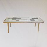 1950s wooden and mosaic coffee table