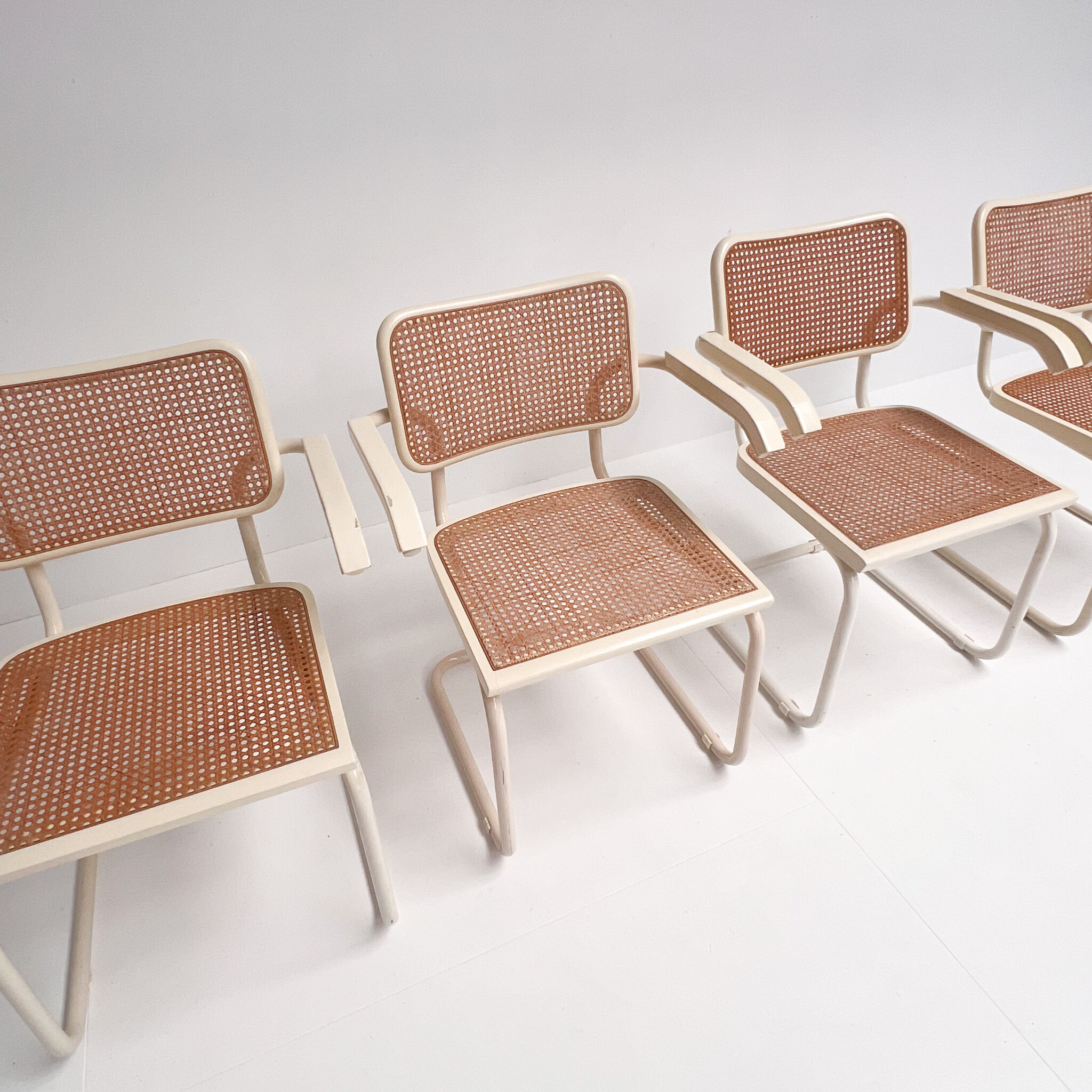 Set of 4 webbing Italian design chairs, 1980s