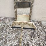 Bronze and brass mirror with wall console 57 x 32