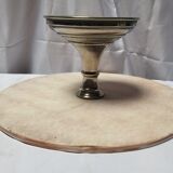 Old tray on foot is in silver copper, the tablet in onyx
