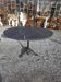 Bistro pedestal table with cast iron base and marble effect top