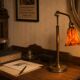 Vintage 1900 Clichy glass paste lamp, brass workshop desk - 60 cm