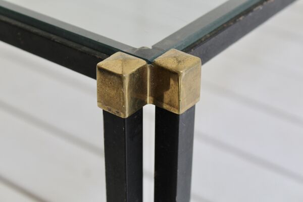 Table basse métal et verre 1970