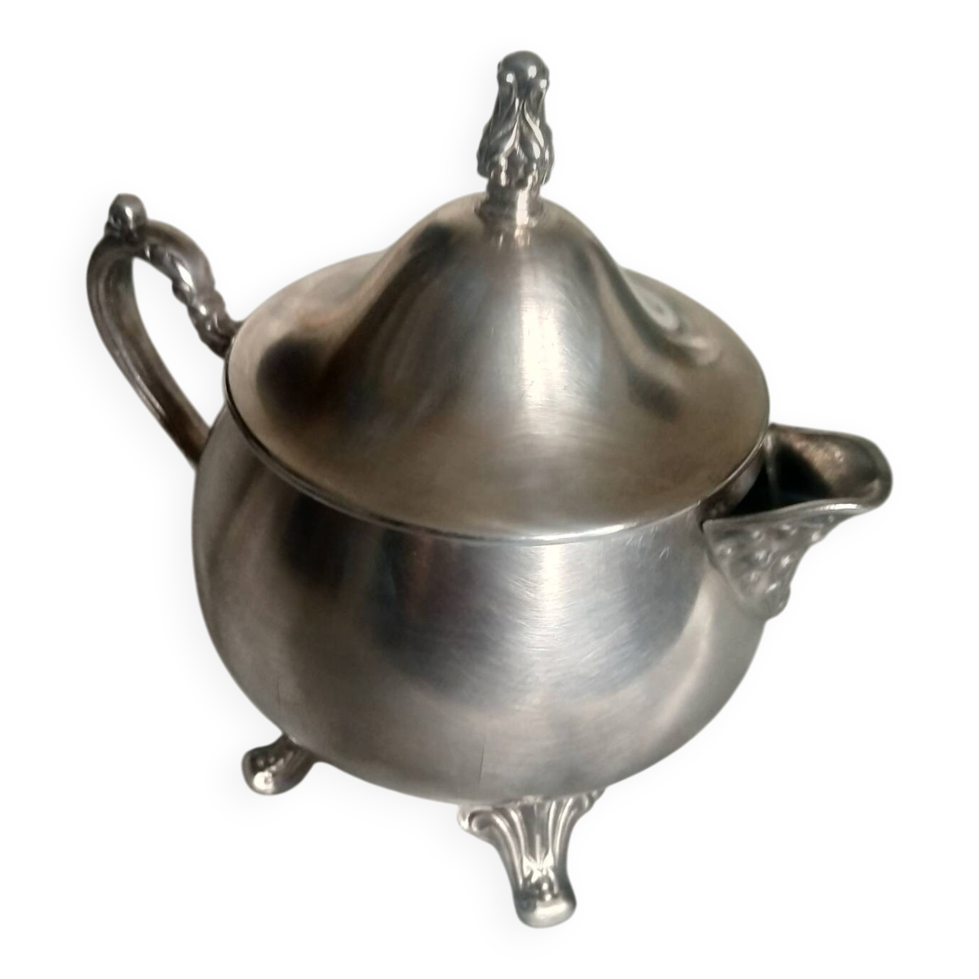 Sucrier métal argenté style art déco Orbrille