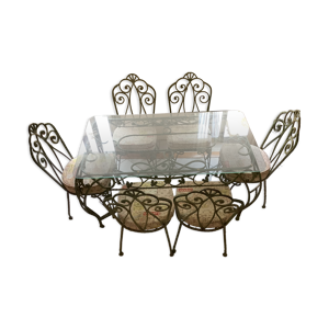 Table et 6 chaises en - fer