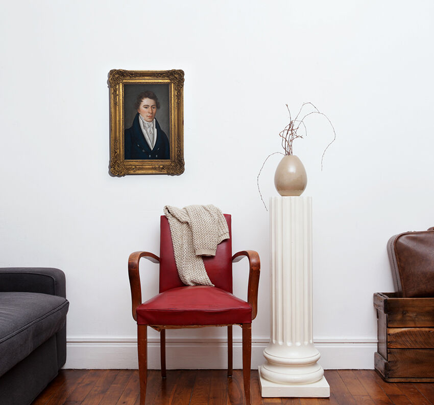 Portrait man 1930 in gold frame