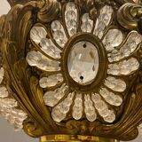 Vintage Bronze & Crystal Beaded Chandelier, 1950s