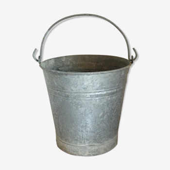 Seau ancien en zinc cache-pot vintage