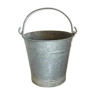 Seau ancien en zinc cache-pot vintage
